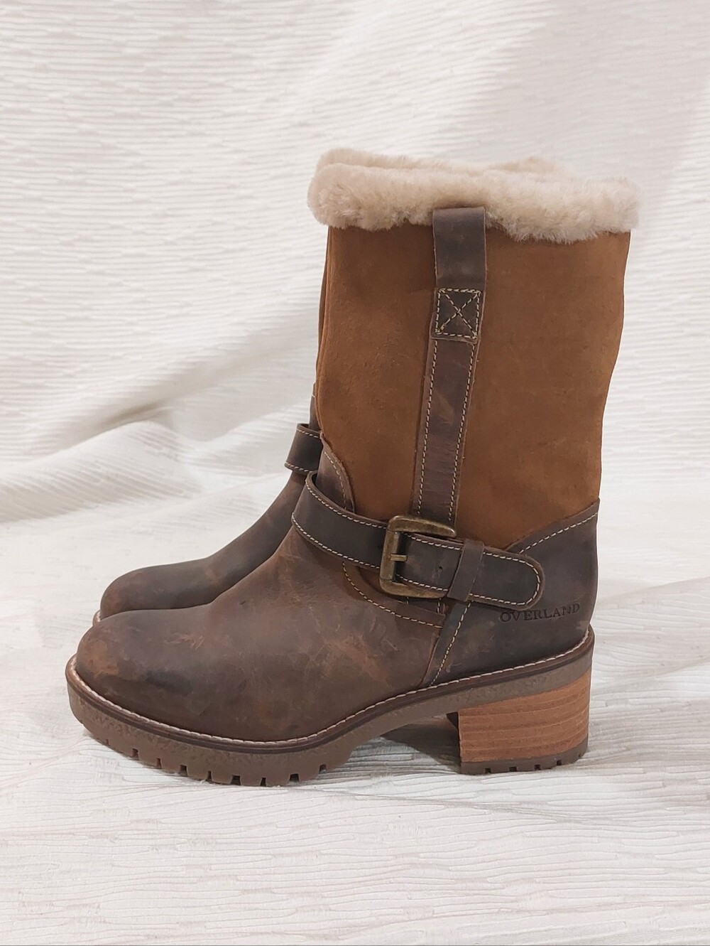 Overland Brown Suede Boots with Side Zip Size 39/8 - Picture 4 of 13